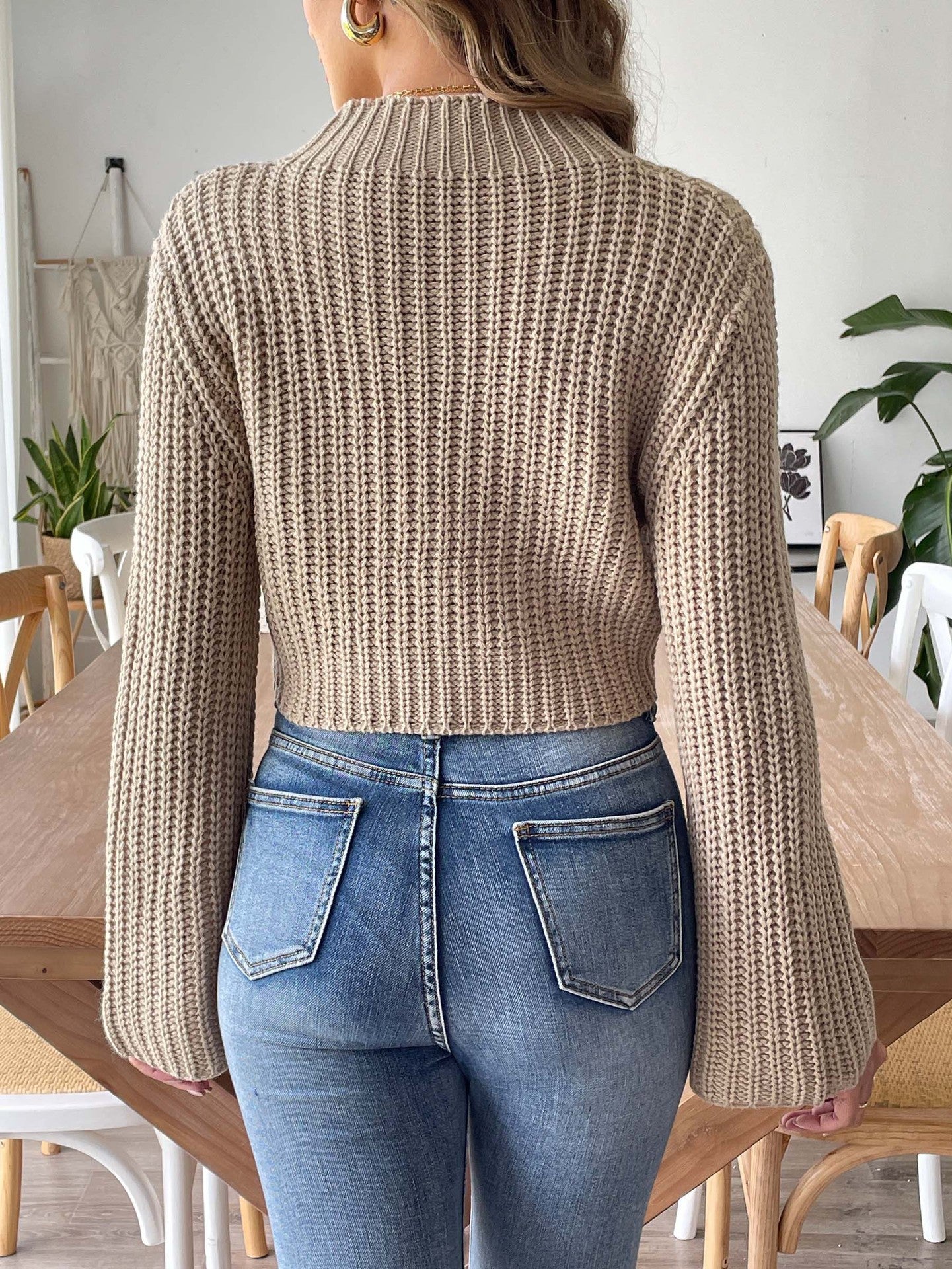 Women Ribbed Crop Pullover