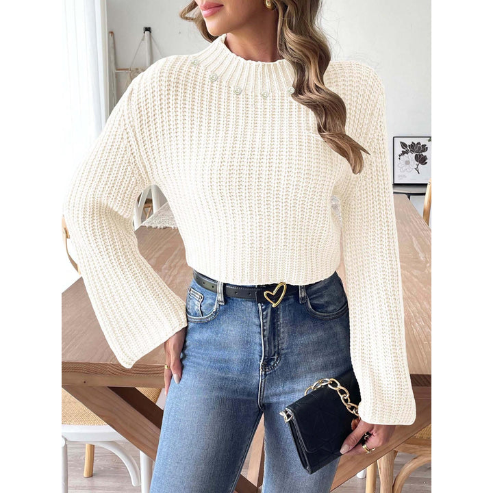 Women Cable Knit Crop Pullover