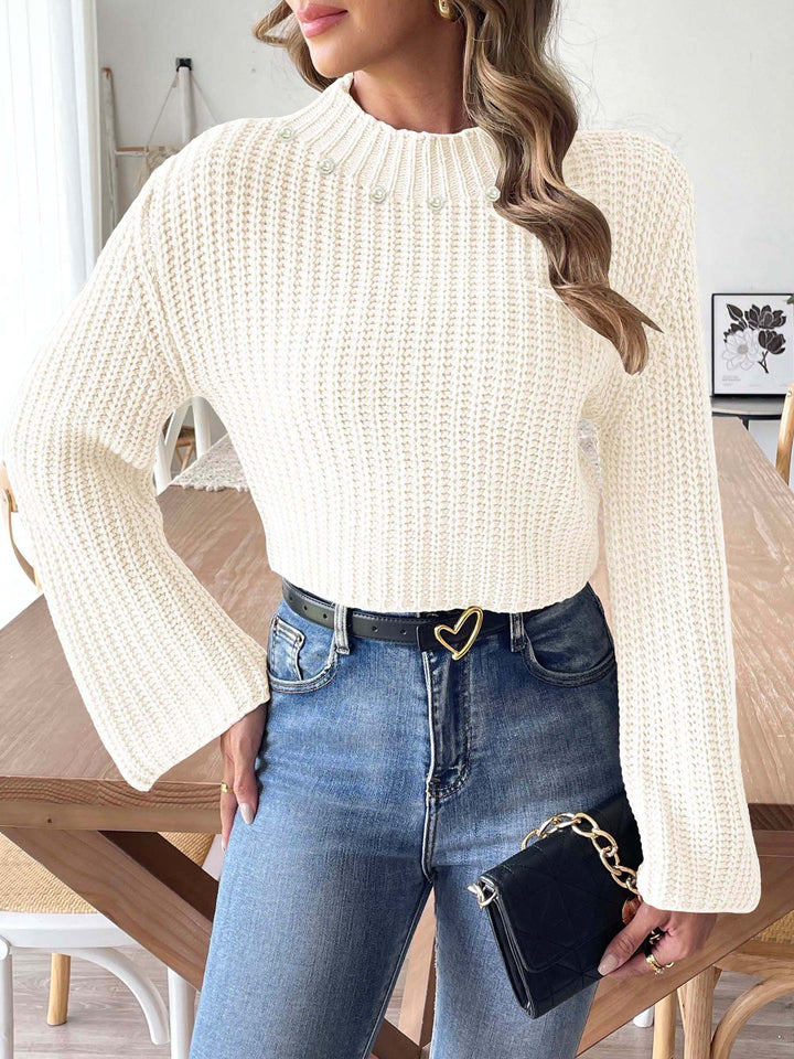 Women Cable Knit Crop Pullover