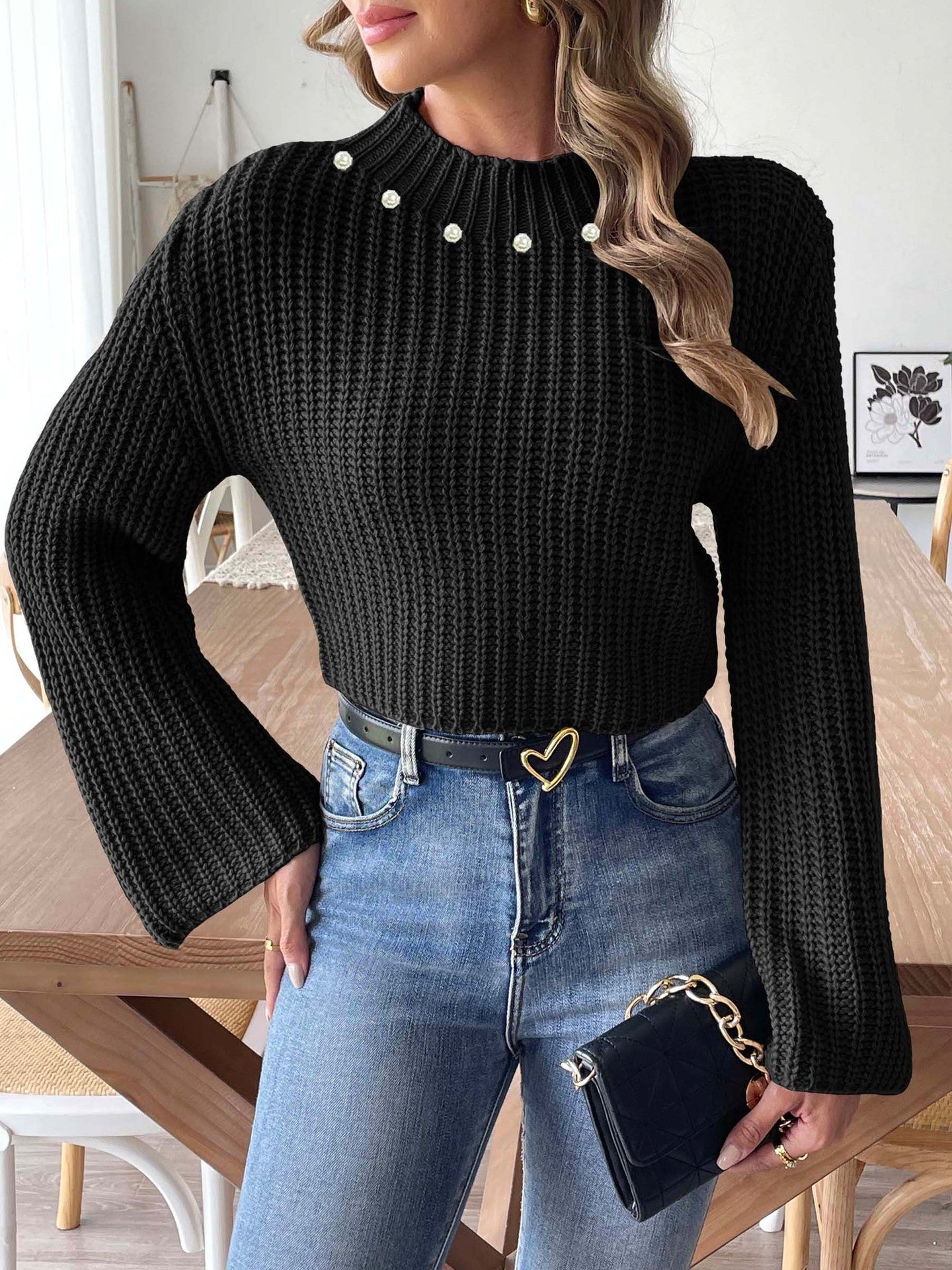 Women Ribbed Crop Pullover