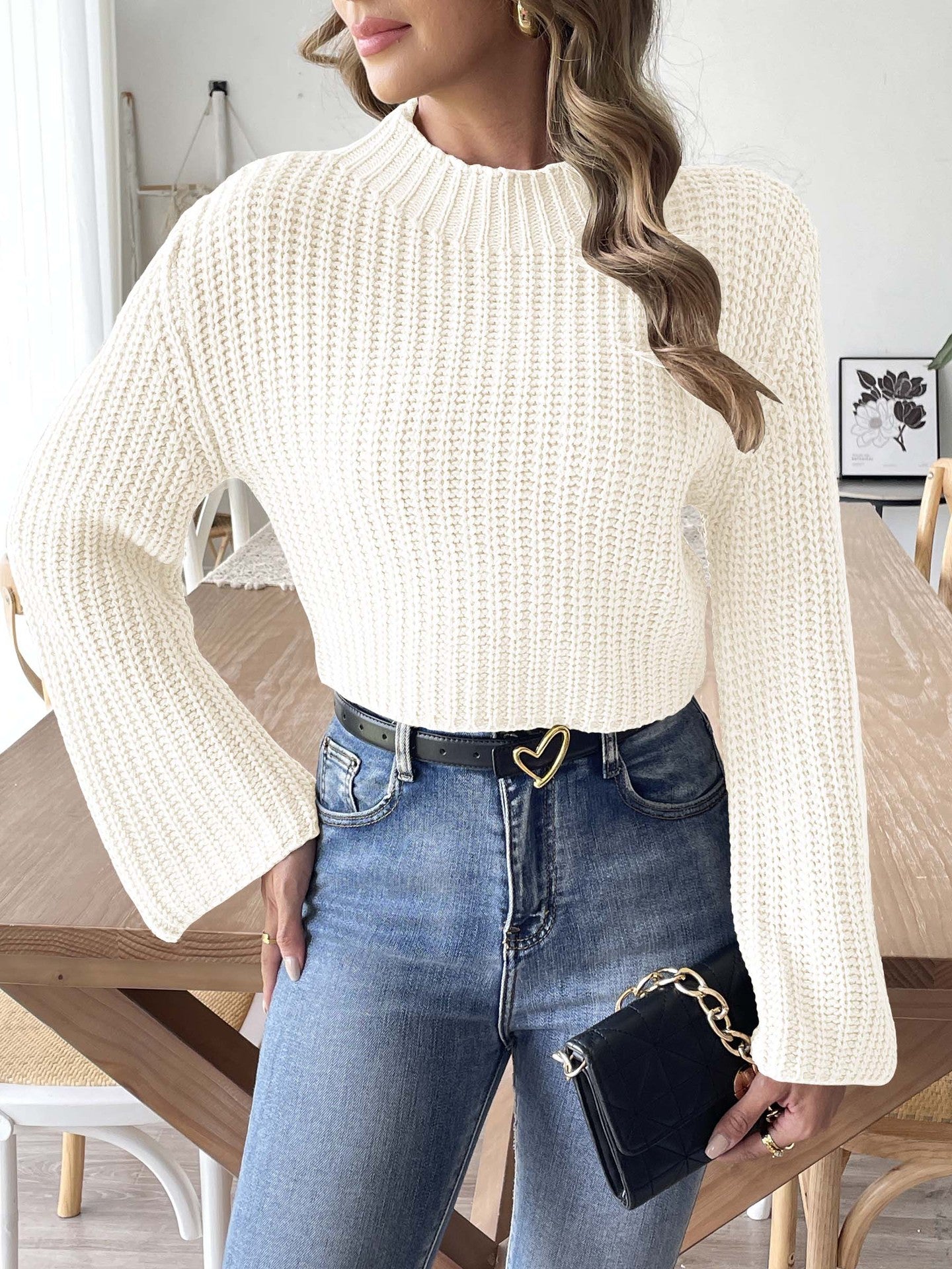 Women Round Neck Long Sleeves Pullover