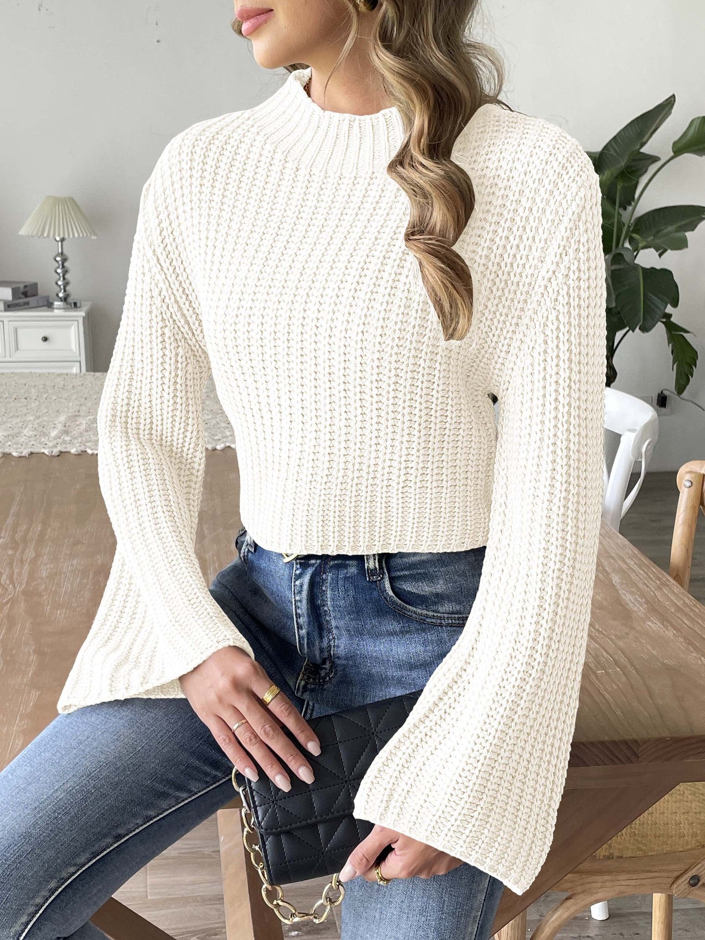 Women Round Neck Long Sleeves Pullover