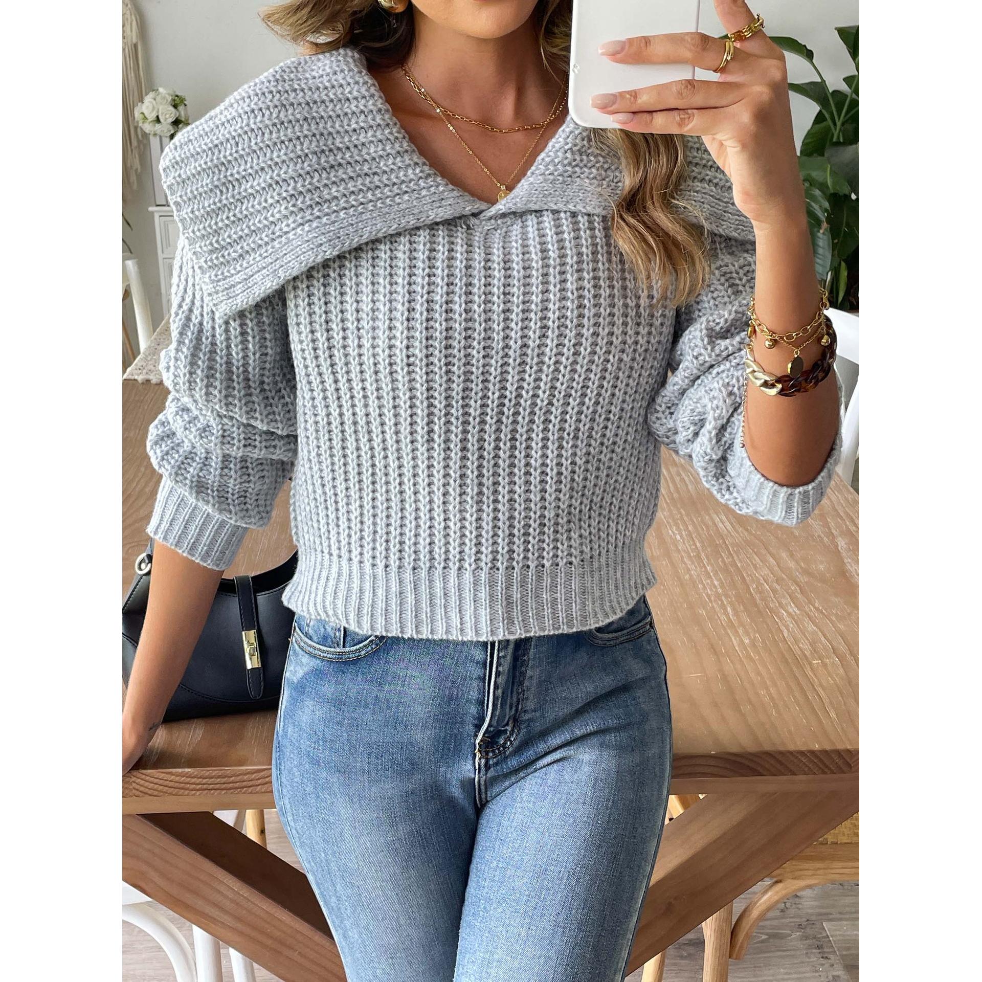 Women  V-Neck Ribbed Pullover