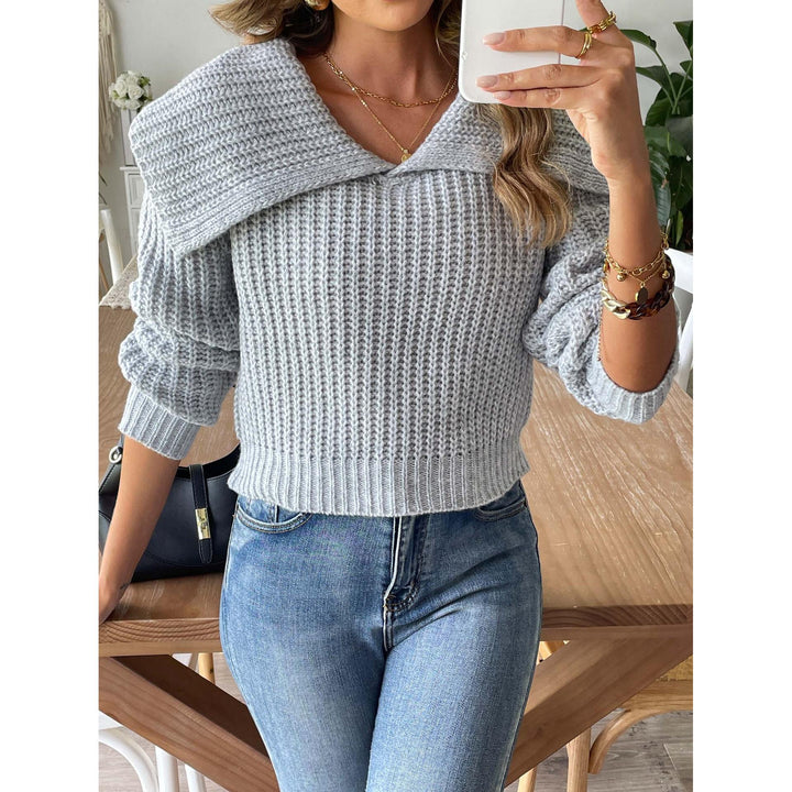 Women  V-Neck Ribbed Pullover