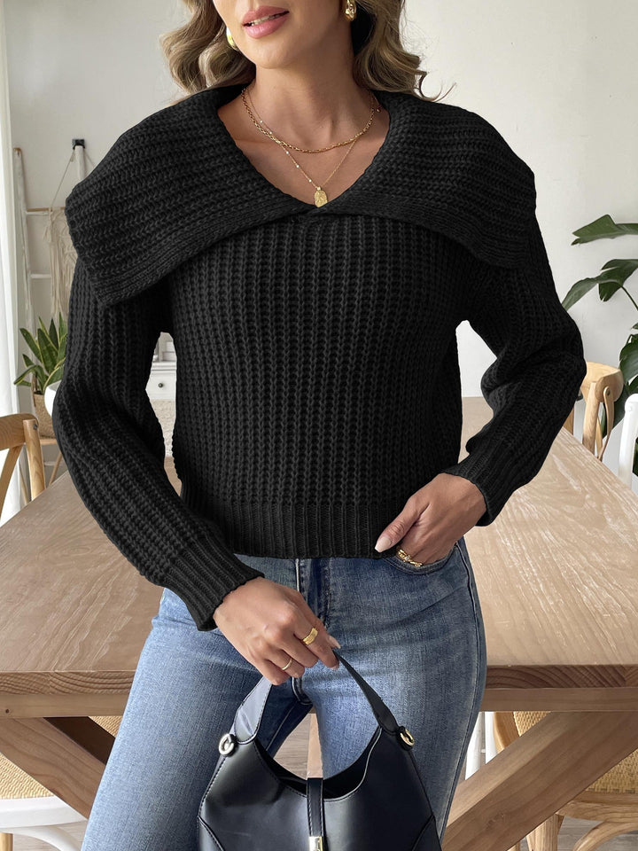 Women Ribbed Round Neck Pullover