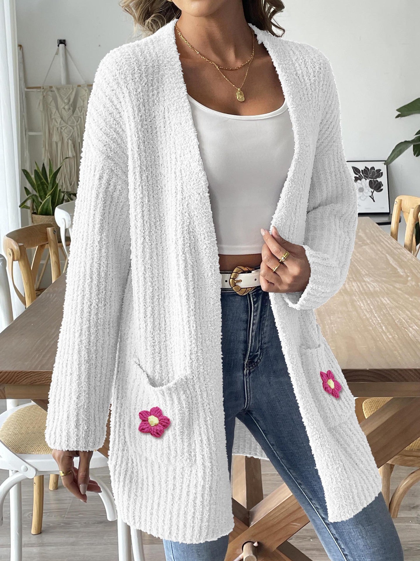 Self Design Longline Open Front Shrug