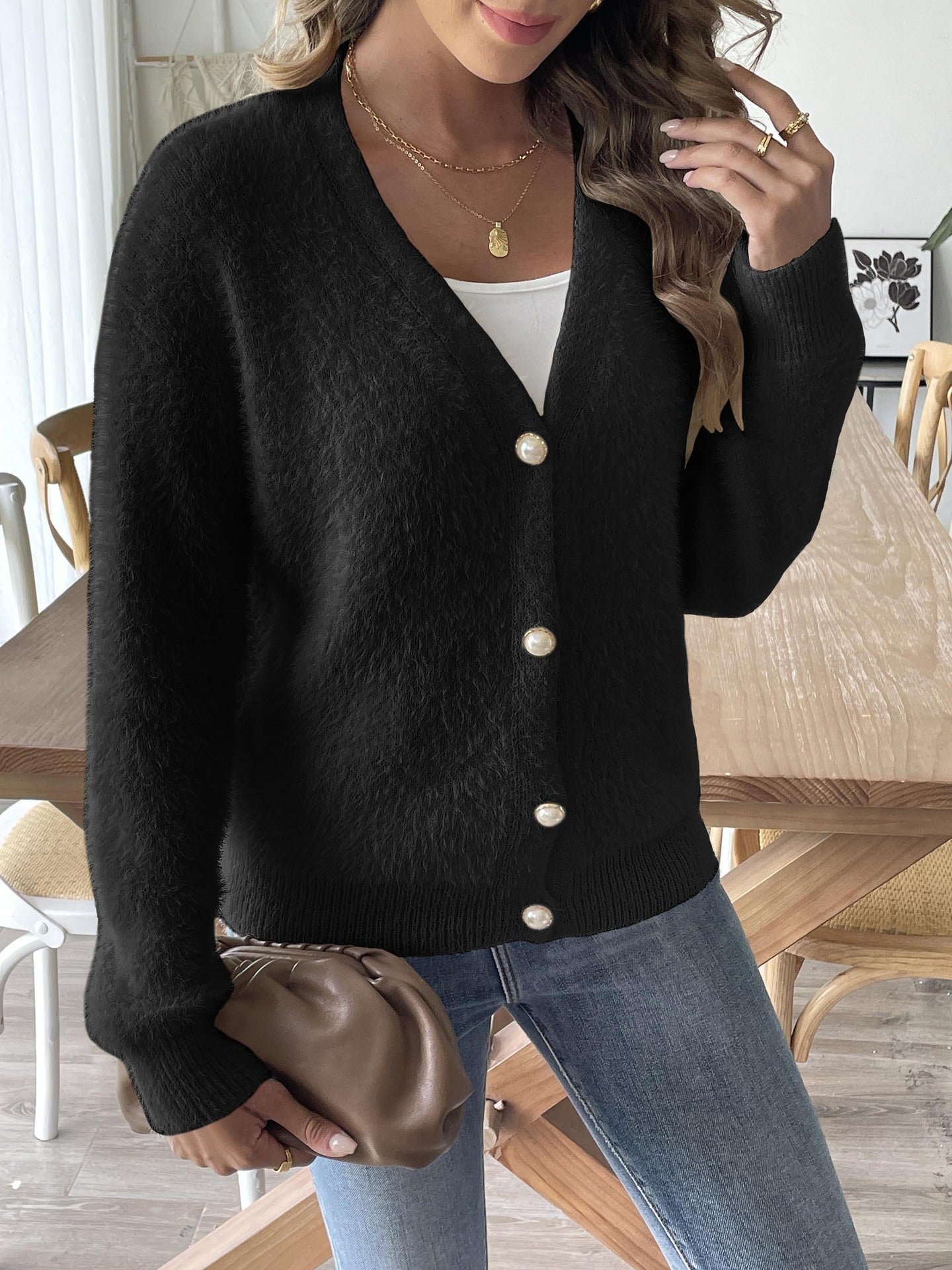 StyleCast Women Solid Lightweight Button Front Cardigan