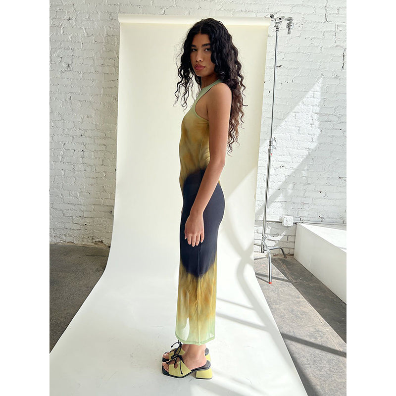Halter Neck Tie and Dye Bodycon Dress