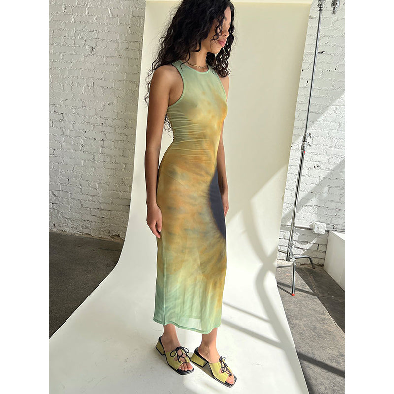 Halter Neck Tie and Dye Bodycon Dress