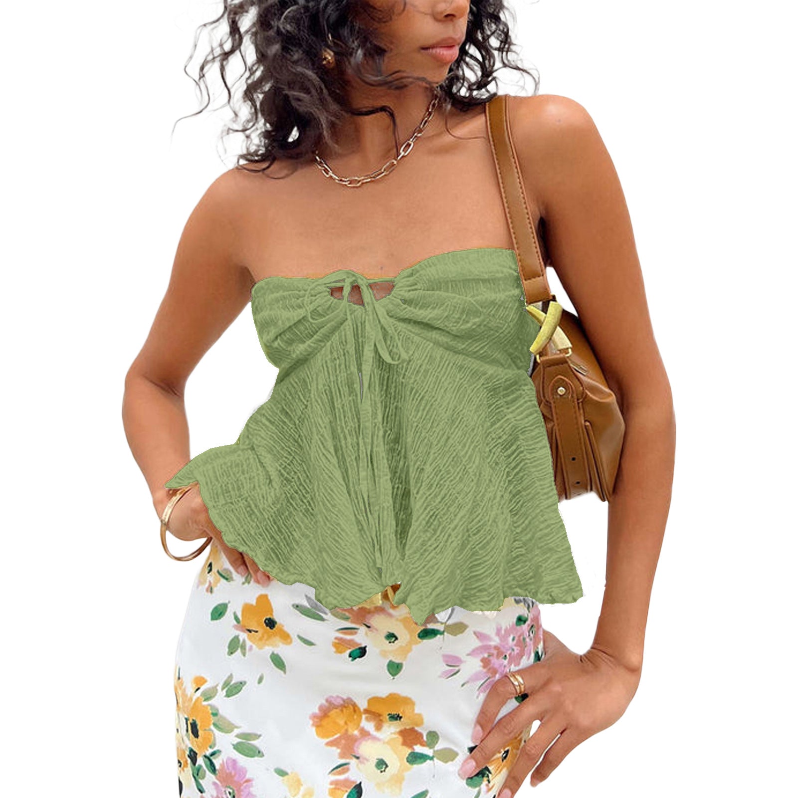 Women Checked Tube Top