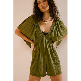 Solid Printed V-NeckJumpsuit