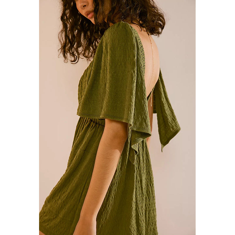 Solid Printed V-NeckJumpsuit
