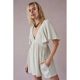 Solid V-Neck Jumpsuit