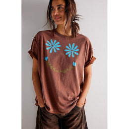 Women Floral Print Round Neck Extended Sleeves Top