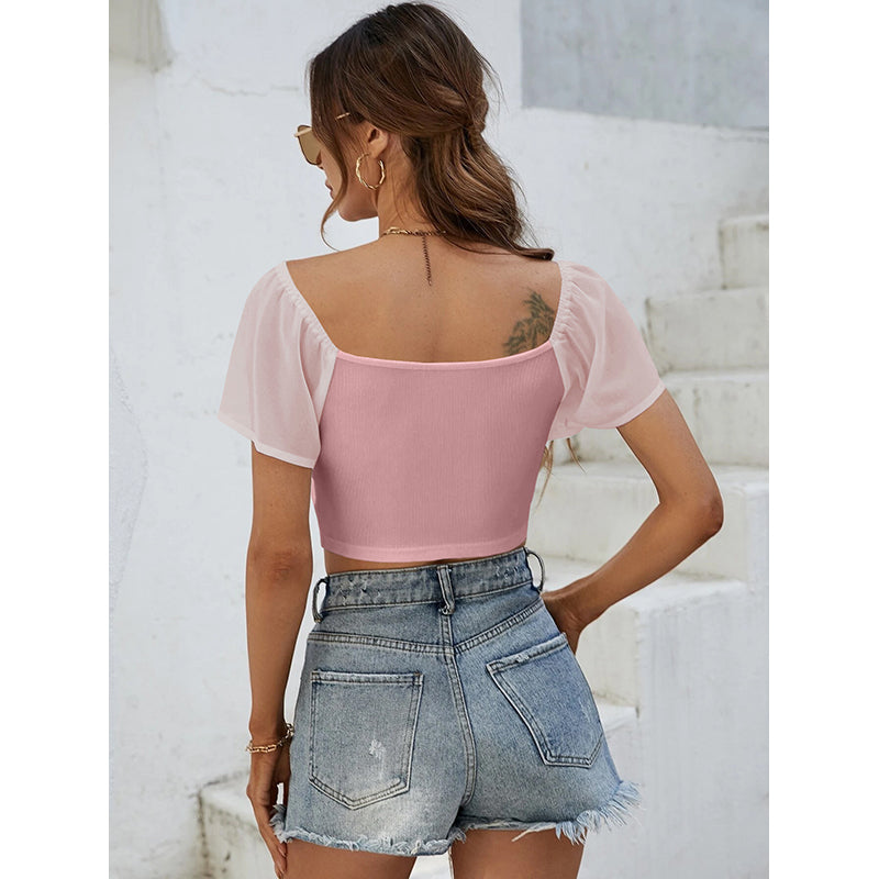 Women Solid Gathered or Pleated Striped Crop Top