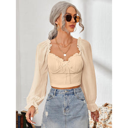Women Sweetheart Neck Ruched Hem Crop Top