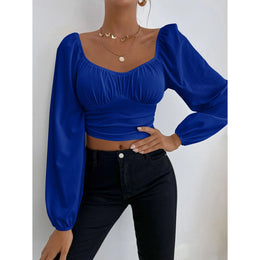 Women Square Neck Long Sleeves Tank Top