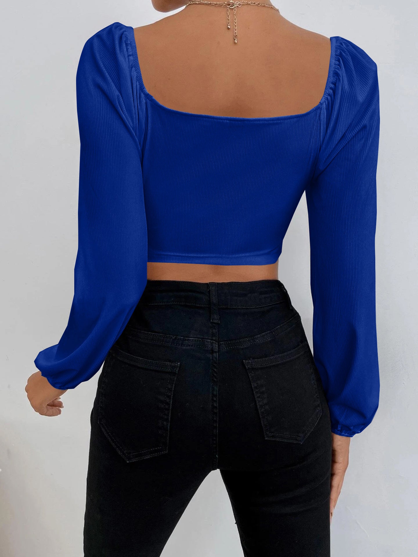 Women Square Neck Long Sleeves Tank Top