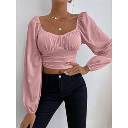 Women Sweetheart Neck Cinched Waist Top