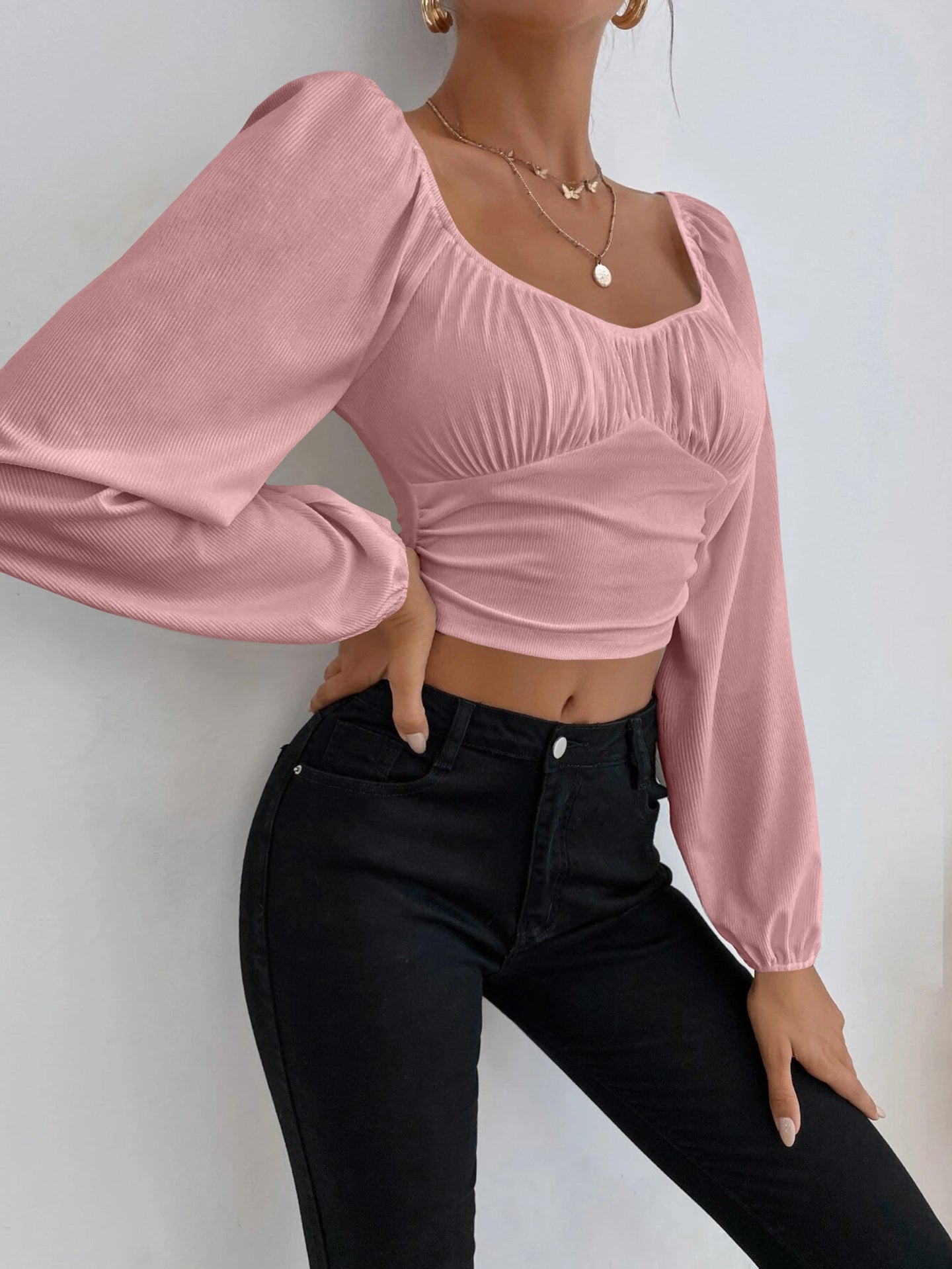 Women Sweetheart Neck Cinched Waist Top