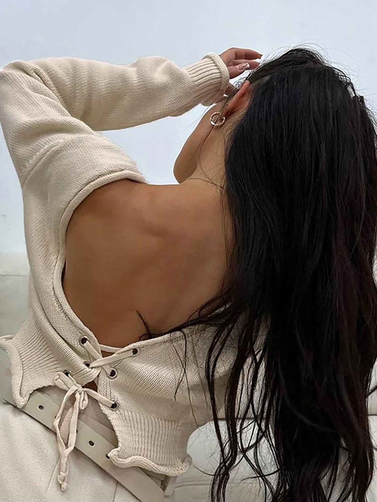 Women Boat Neck Crop Pullover Sweater