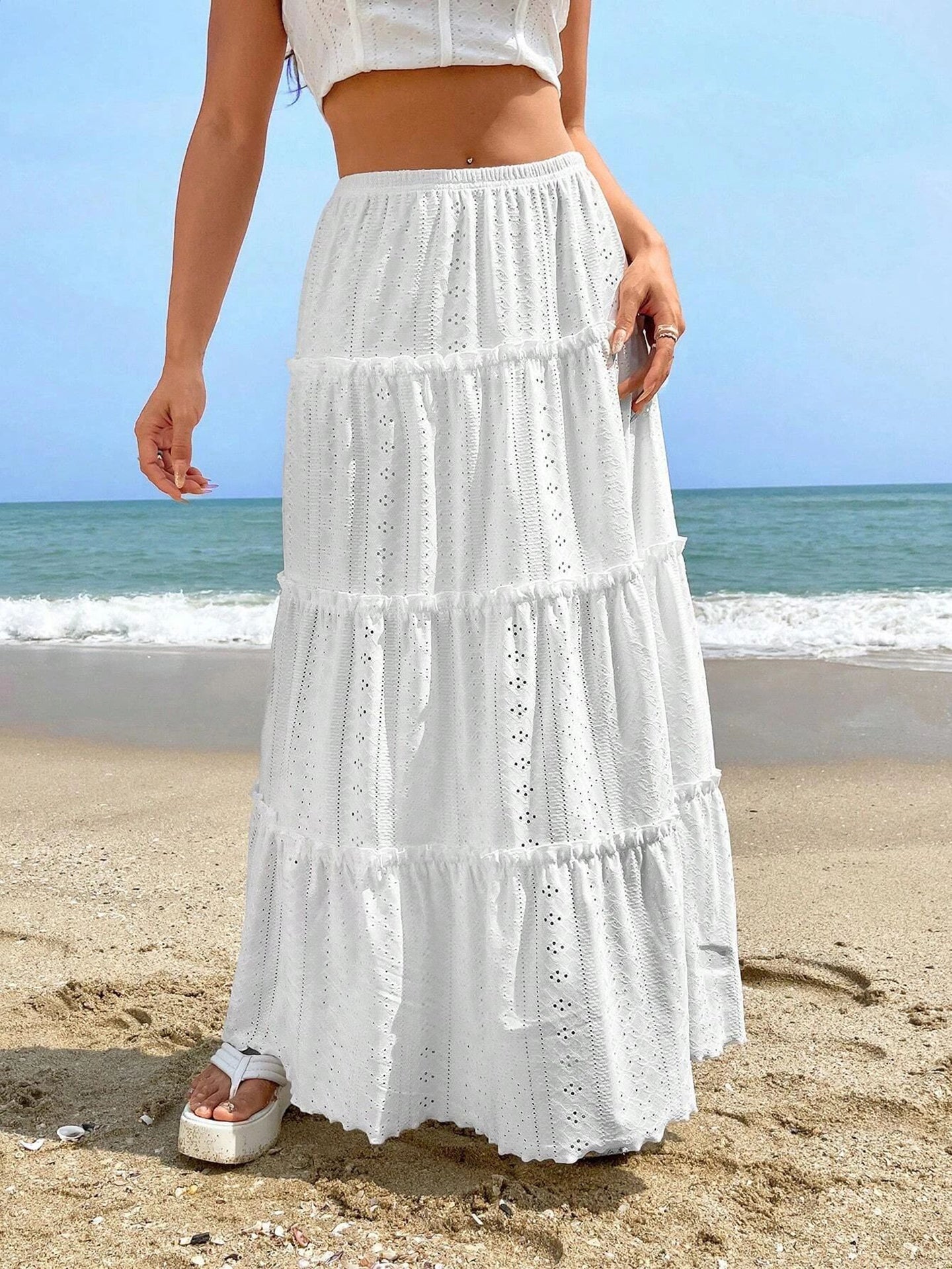 A-Line Layered Maxi Skirt
