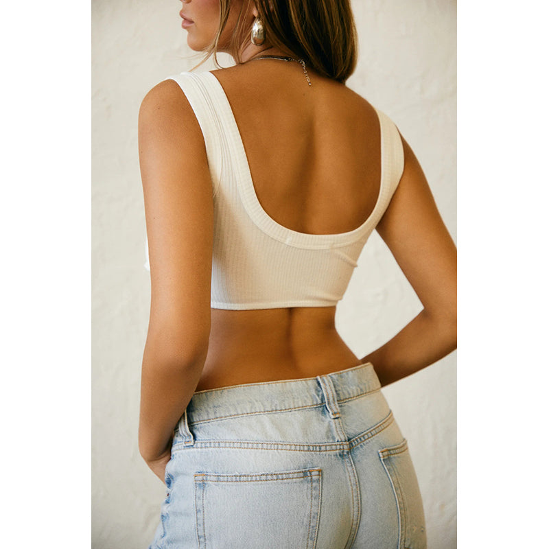 Scoop Neck Shoulder Straps Lace Bralette Crop Top