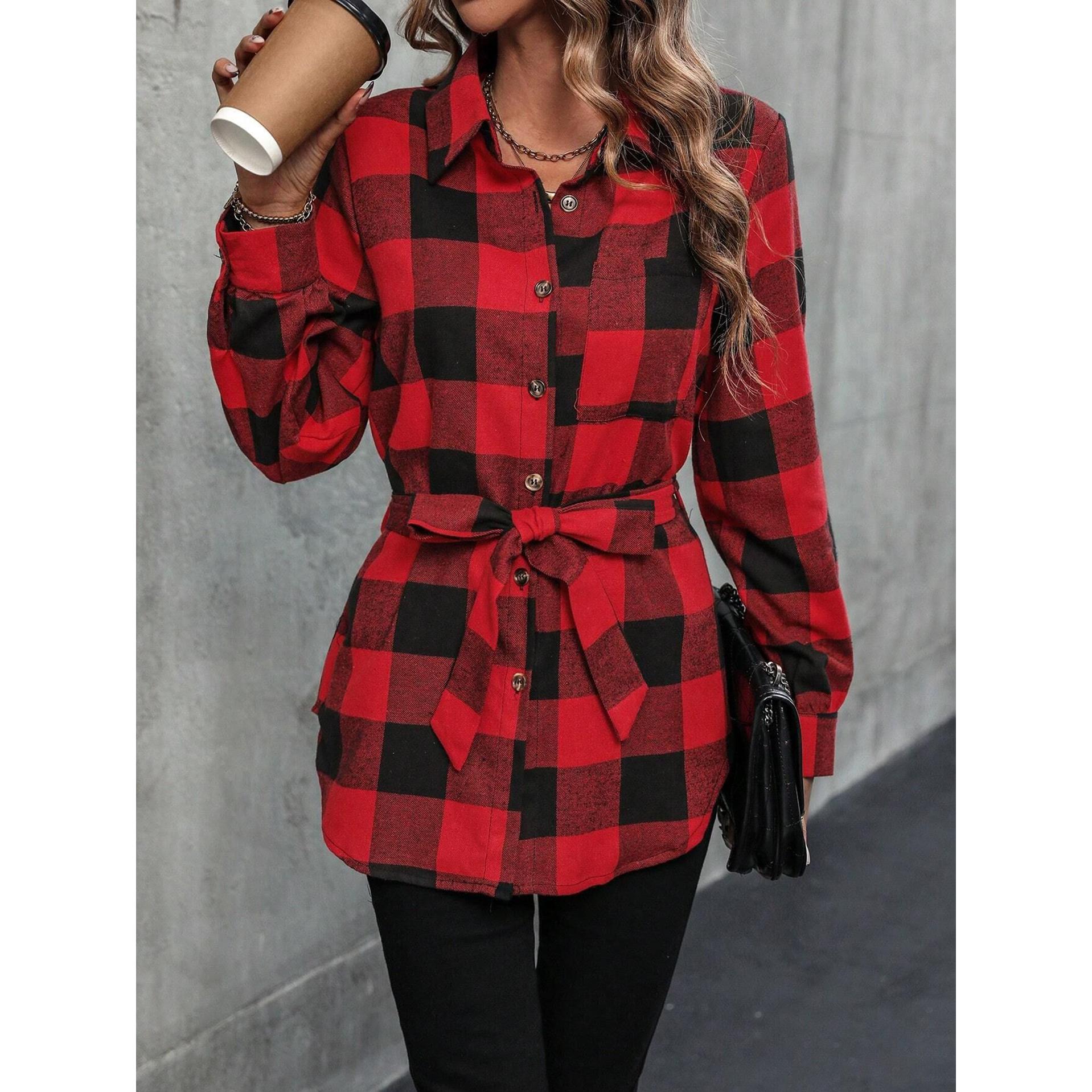 Women Tartan Checks Opaque Checked Casual Shirt