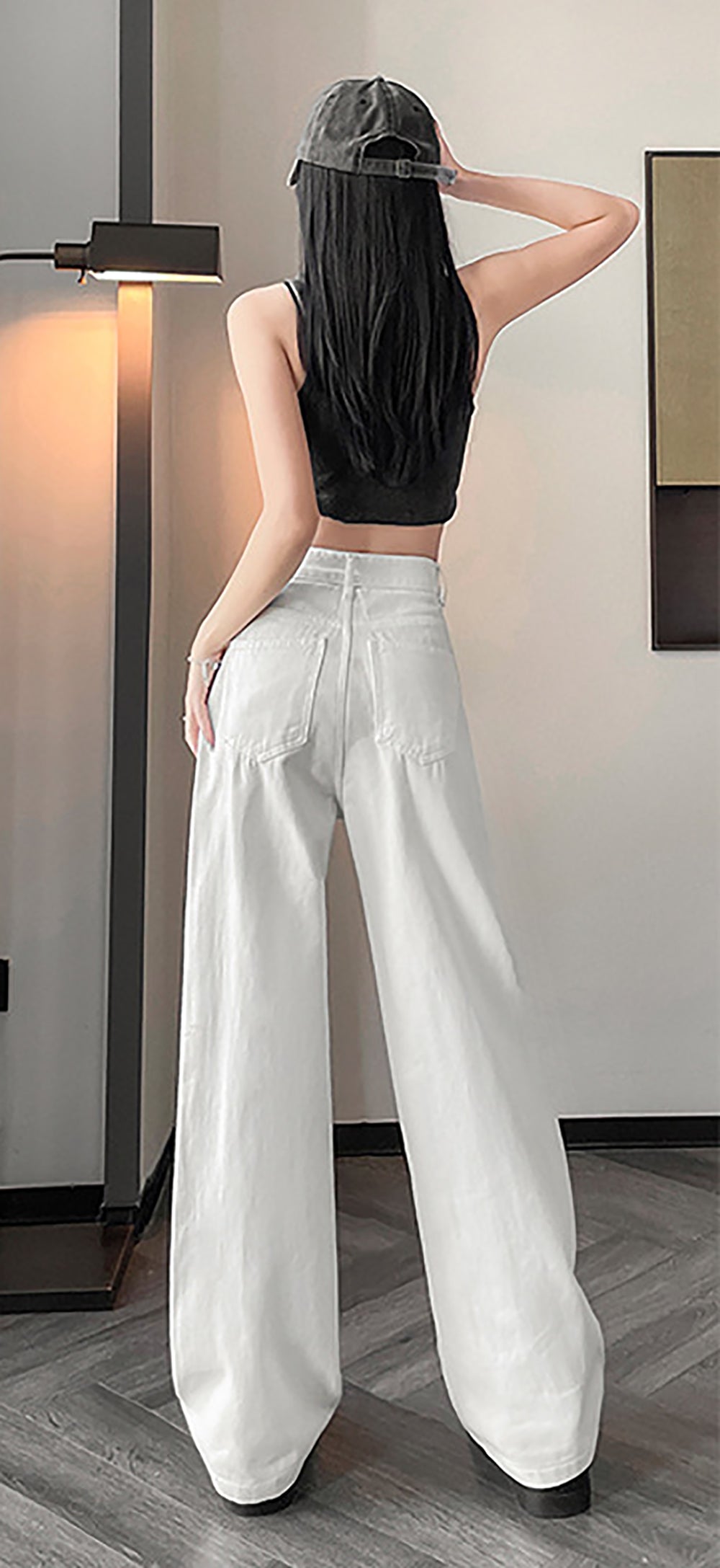 Women Wide Leg Low Distress Jeans