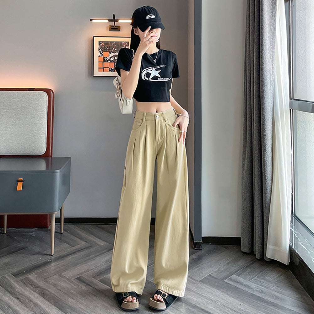 Women Wide Leg Low Distress Jeans