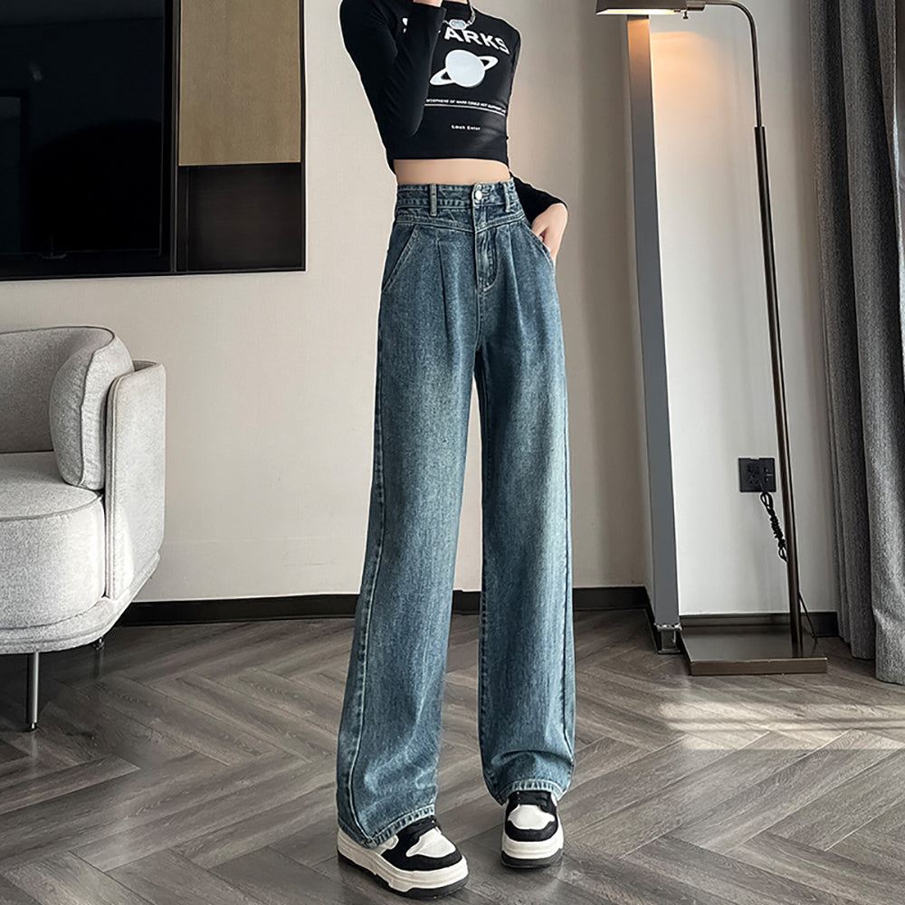 Women Straight Fit Slash Knee Jeans