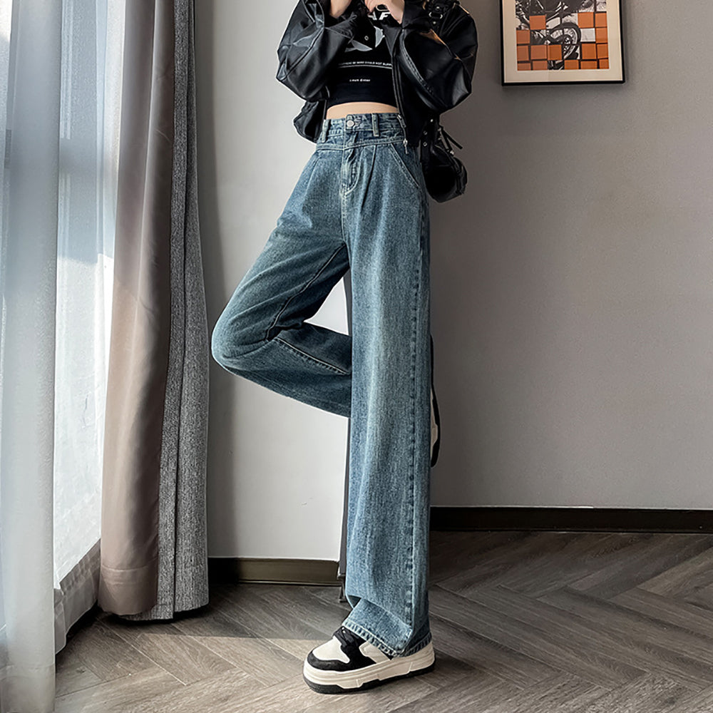 Women Straight Fit Slash Knee Jeans