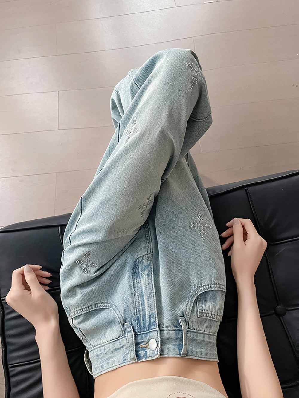 Women Wide Leg Highly Distressed Heavy Fade Jeans