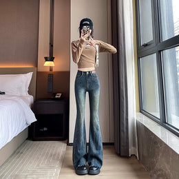 Women Flared Slash Knee Jeans