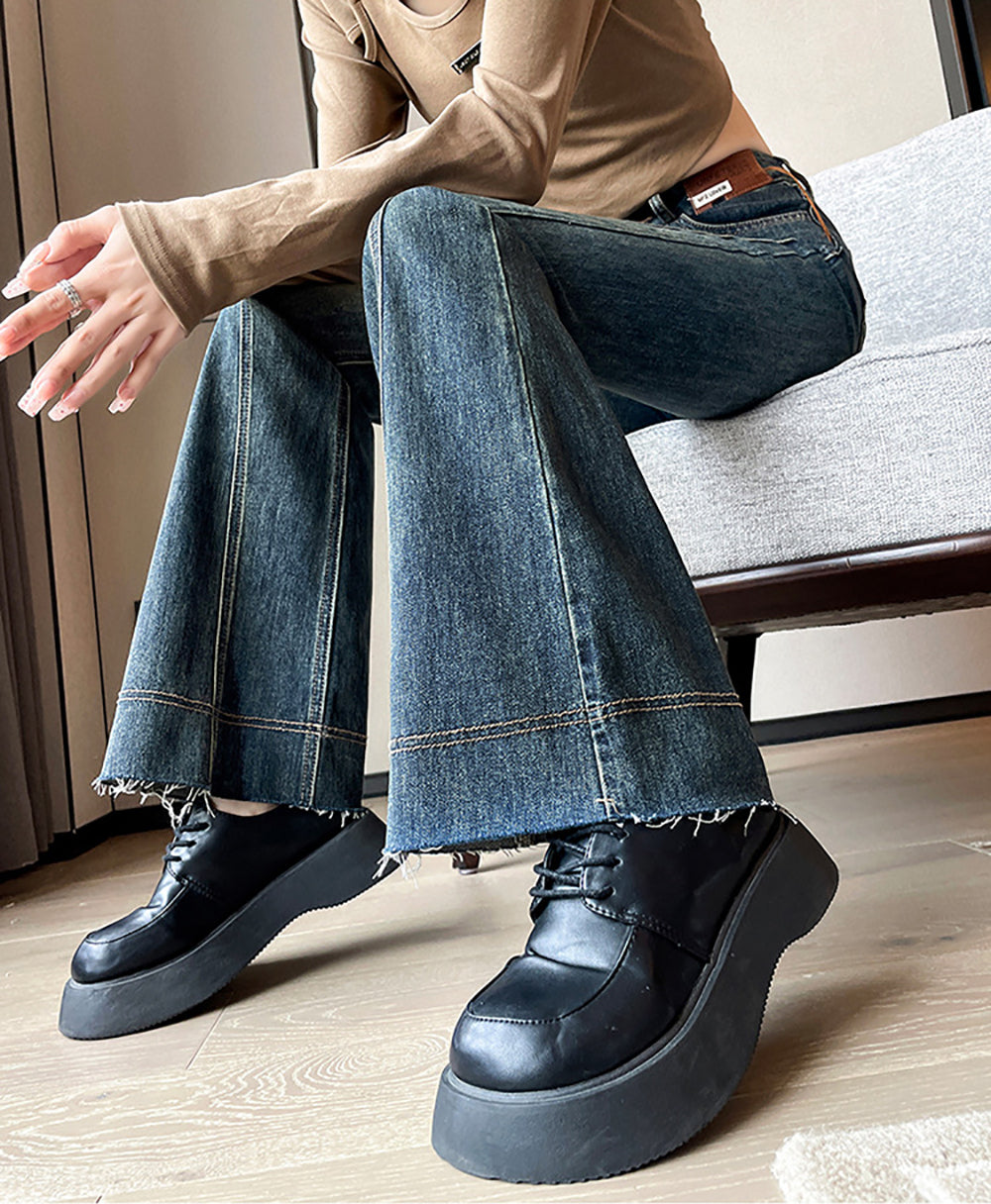 Women Flared Slash Knee Jeans
