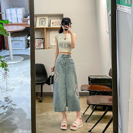 Women Straight Fit Slash Knee Printed Jeans