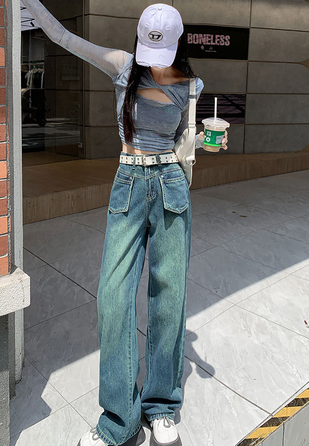 Women Wide Leg Medium Fade Jeans