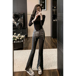 Women Flared Slash Knee Jeans