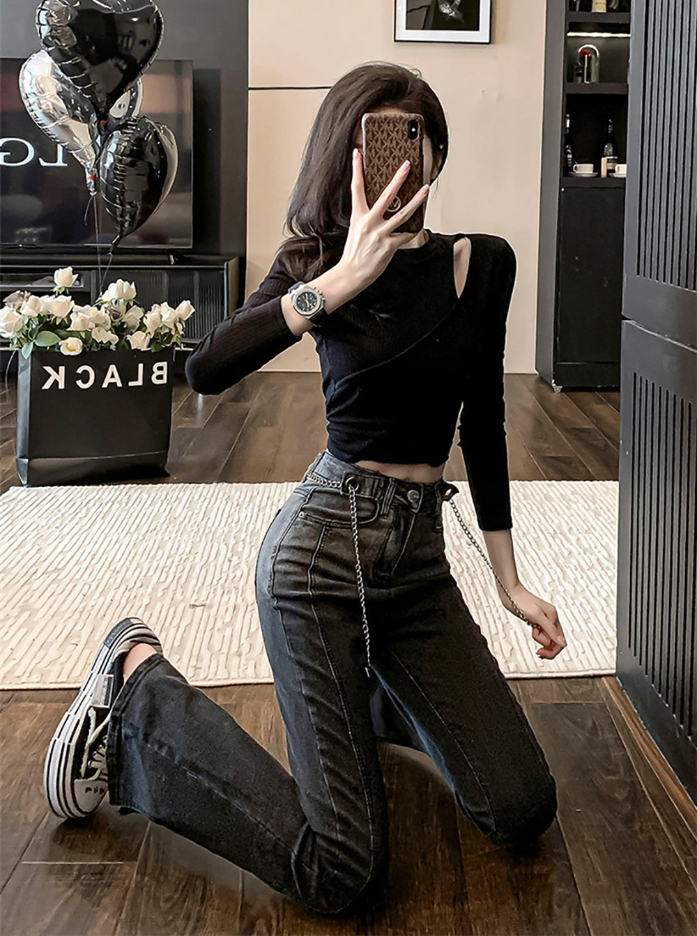 Women Flared Slash Knee Jeans