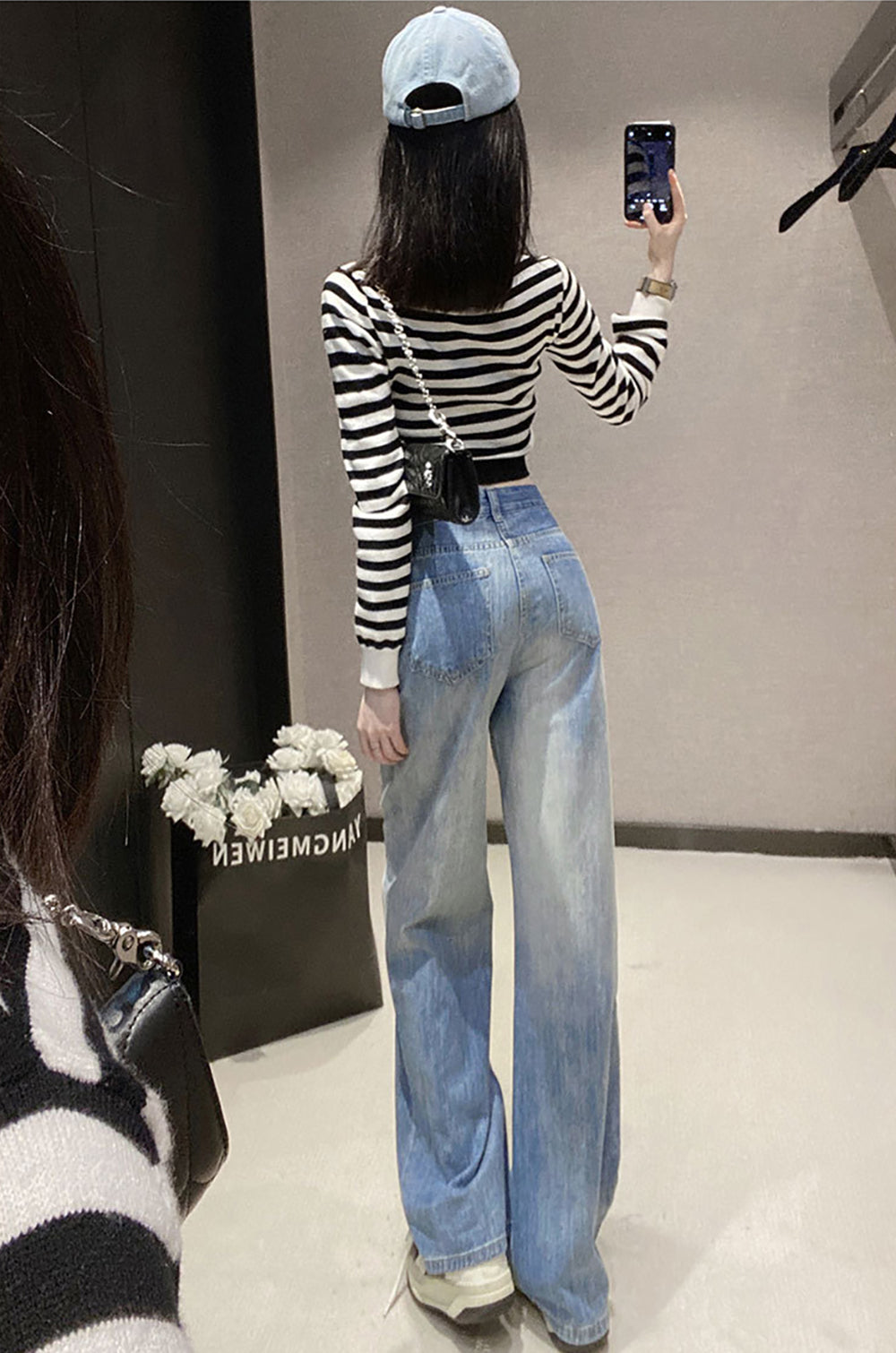 Women Wide Leg Highly Distressed Heavy Fade Jeans