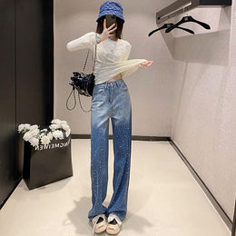 Women Wide Leg Highly Distressed Jeans