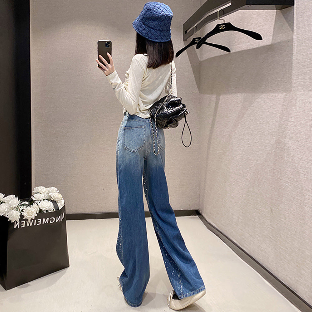 Women Wide Leg Highly Distressed Jeans