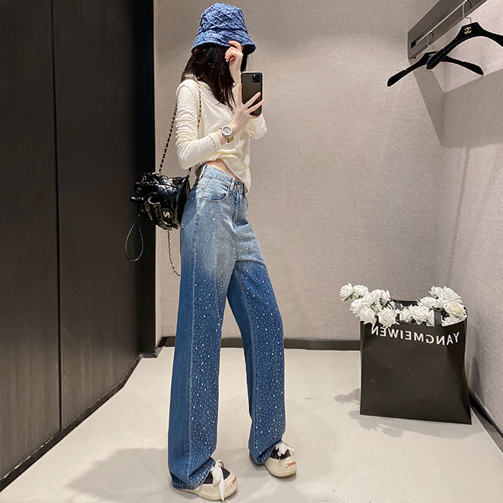 Women Wide Leg Highly Distressed Jeans