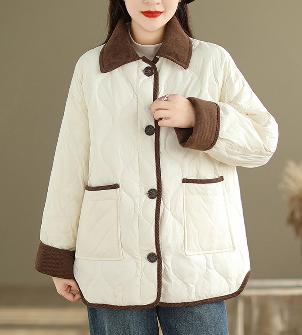 Women Casual Solid Quilted Jacket