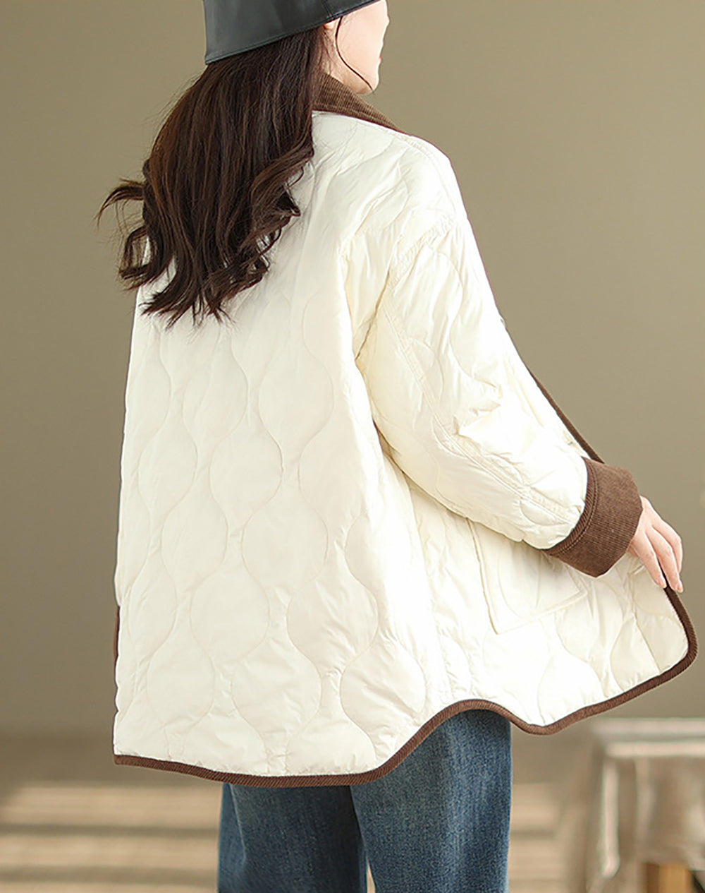 Women Casual Solid Quilted Jacket
