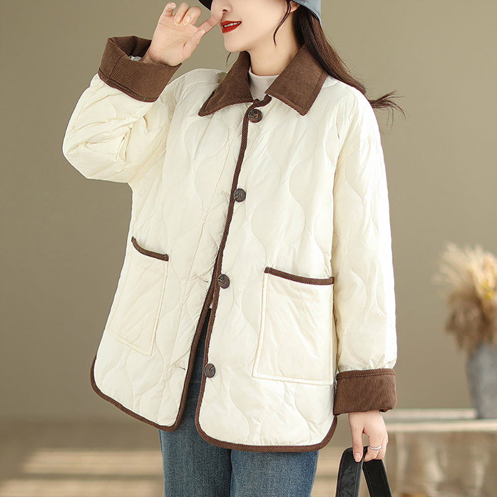 Women Casual Solid Quilted Jacket