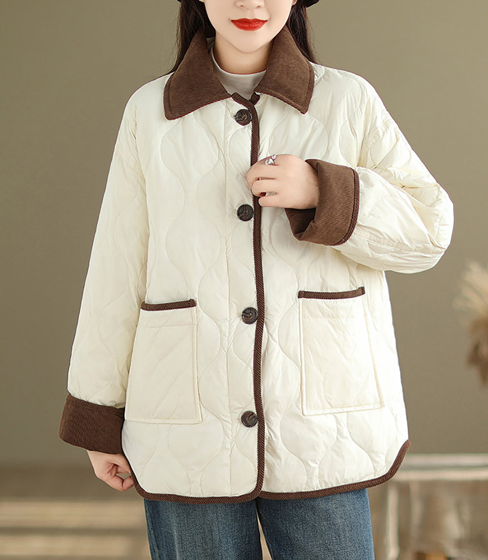 Women Casual Solid Quilted Jacket
