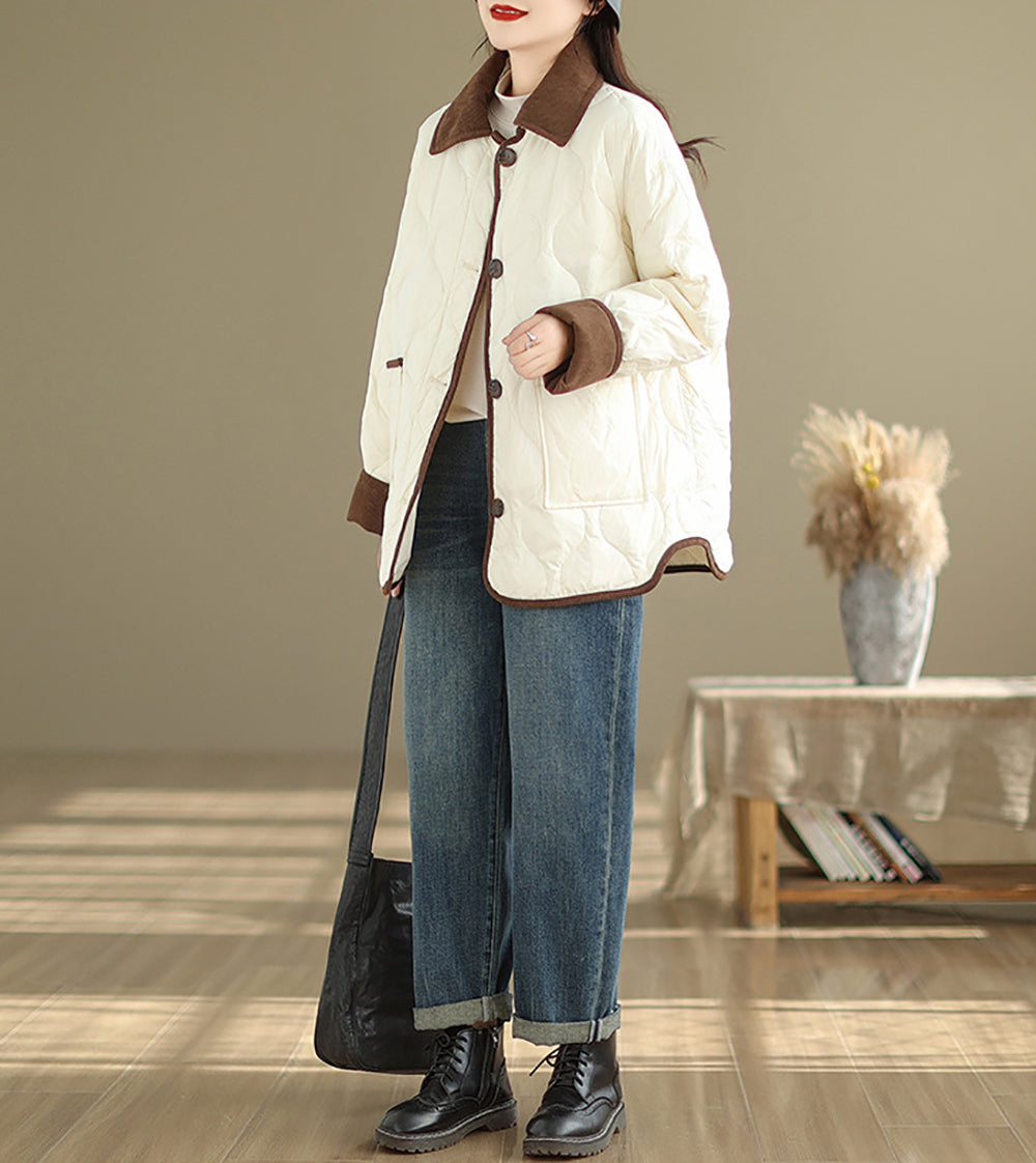 Women Casual Solid Quilted Jacket