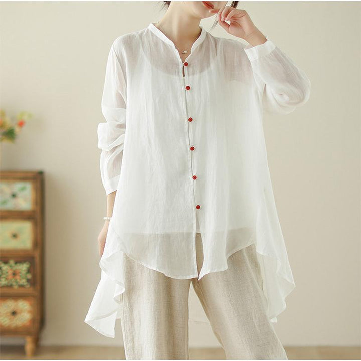 Women Solid Long Sleeves High-Low Regular Top
