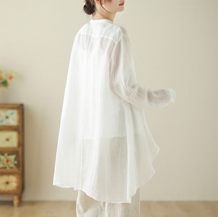 Women Solid Long Sleeves High-Low Regular Top